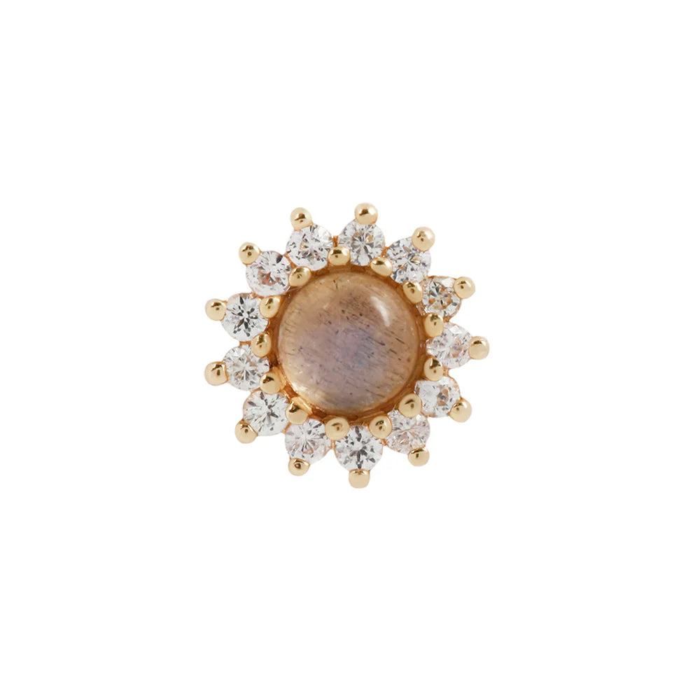 DELPHINE + LABRADORITE + WHITE SAPPHIRE - THREADLESS END *PRE-ORDER* Buddha Jewelry