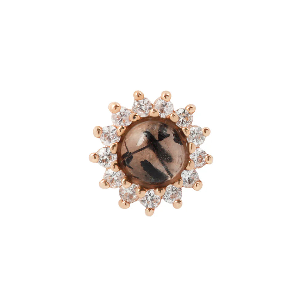 DELPHINE + TOURMALATED QUARTZ + WHITE SAPPHIRE - THREADLESS END *PRE-ORDER* Buddha Jewelry