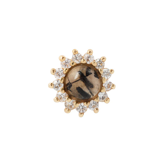DELPHINE + TOURMALATED QUARTZ + WHITE SAPPHIRE - THREADLESS END *PRE-ORDER* Buddha Jewelry