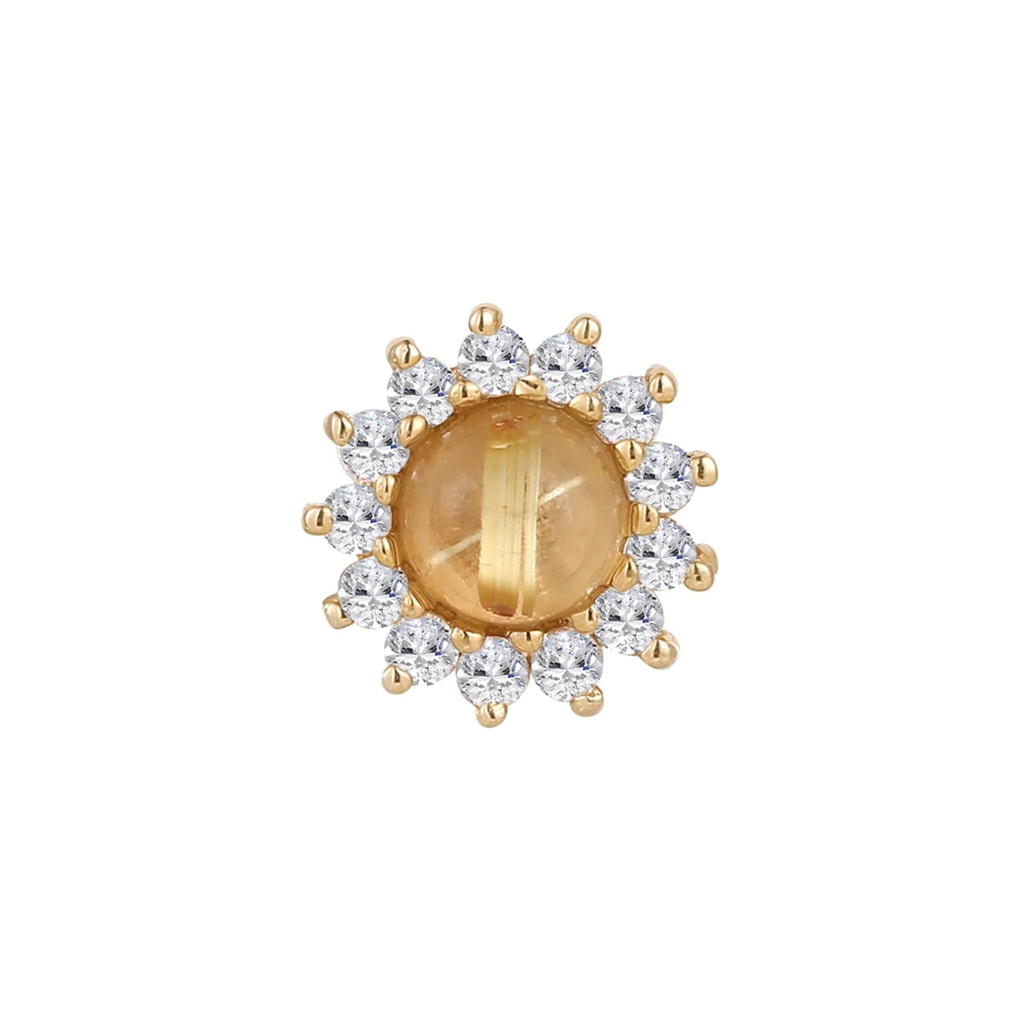 DELPHINE + RUTILATED QUARTZ + WHITE SAPPHIRE - THREADLESS END *PRE-ORDER* Buddha Jewelry