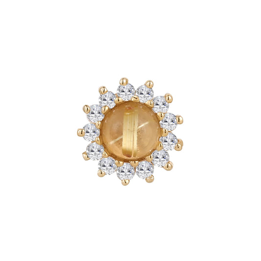 DELPHINE + RUTILATED QUARTZ + WHITE SAPPHIRE - THREADLESS END *PRE-ORDER* Buddha Jewelry