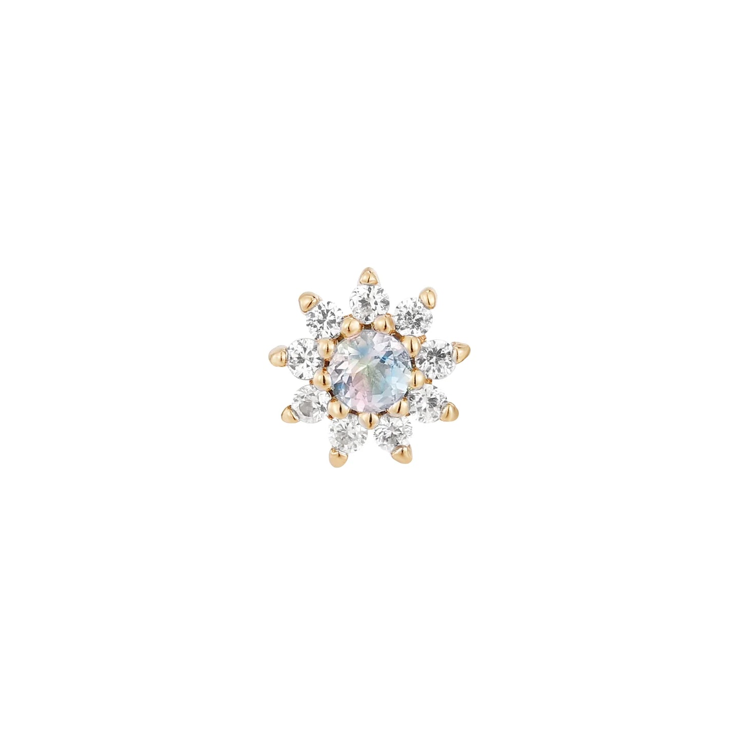 ELOISE + RAINBOW MOONSTONE + WHITE SAPPHIRE - THREADLESS END *PRE-ORDER* Buddha Jewelry