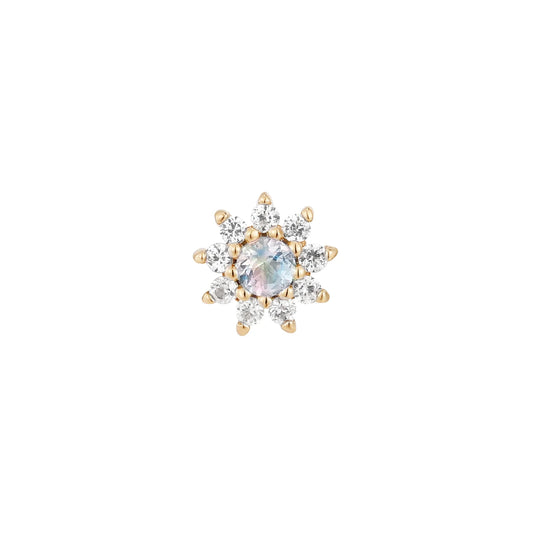 ELOISE + RAINBOW MOONSTONE + WHITE SAPPHIRE - THREADLESS END *PRE-ORDER* Buddha Jewelry