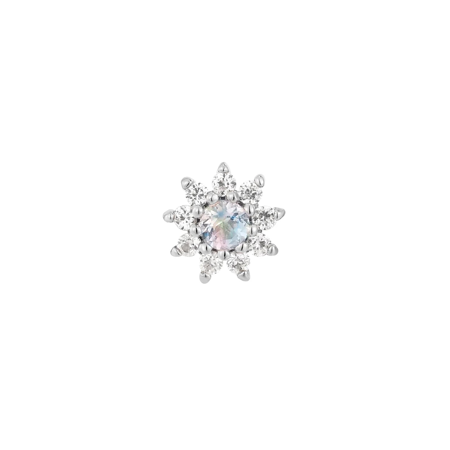 ELOISE + RAINBOW MOONSTONE + WHITE SAPPHIRE - THREADLESS END *PRE-ORDER* Buddha Jewelry