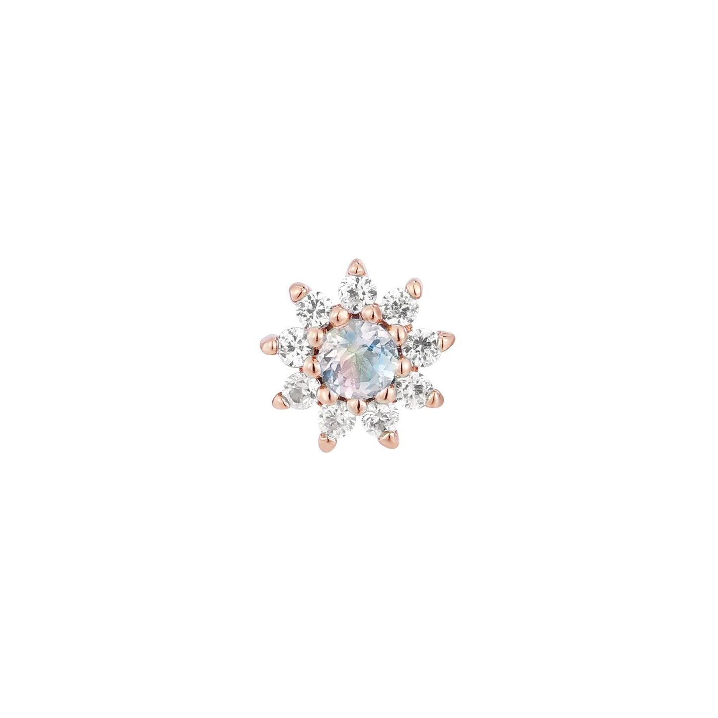 ELOISE + RAINBOW MOONSTONE + WHITE SAPPHIRE - THREADLESS END *PRE-ORDER* Buddha Jewelry