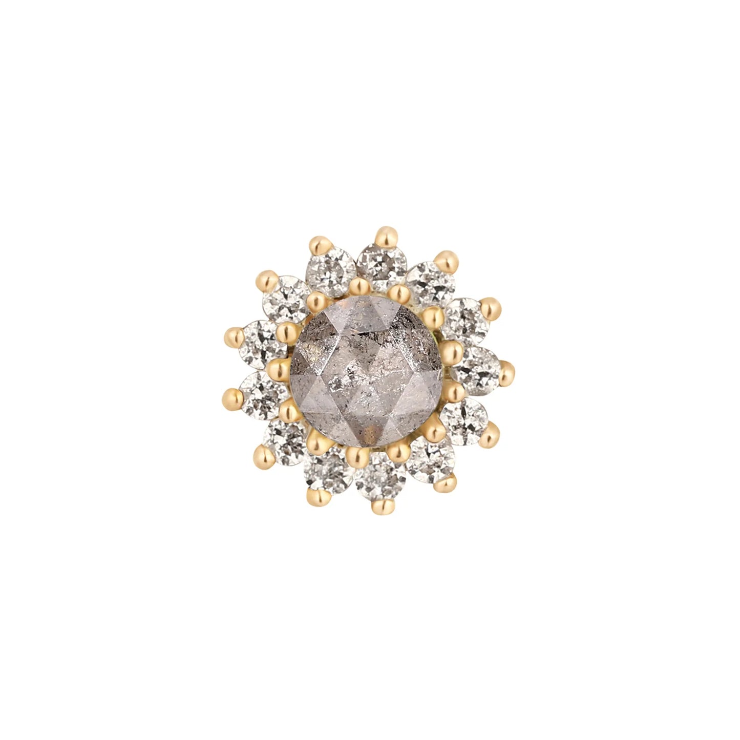 DELPHINE + GREY DIAMOND + WHITE SAPPHIRE - THREADLESS END *PRE-ORDER* Buddha Jewelry