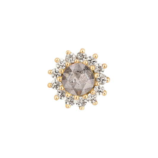 DELPHINE + GREY DIAMOND + WHITE SAPPHIRE - THREADLESS END *PRE-ORDER* Buddha Jewelry