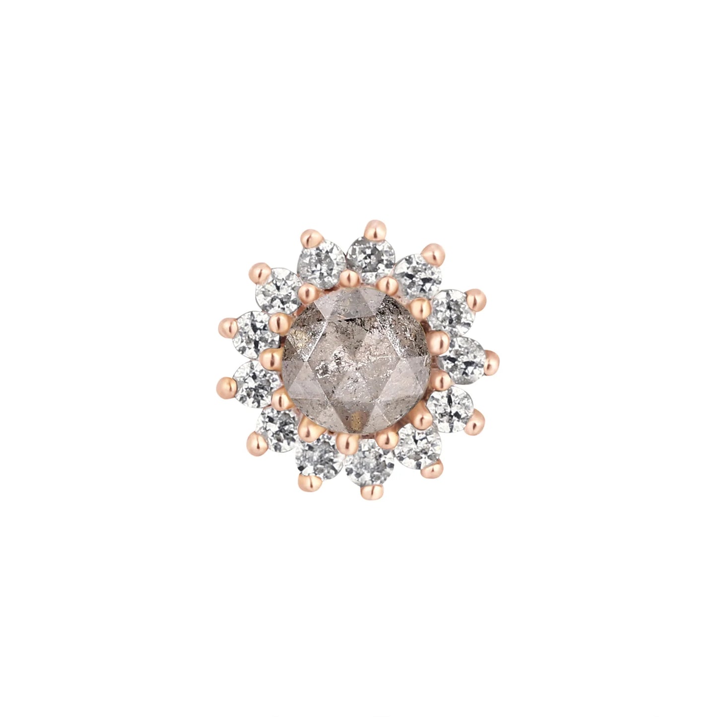 DELPHINE + GREY DIAMOND + WHITE SAPPHIRE - THREADLESS END *PRE-ORDER* Buddha Jewelry