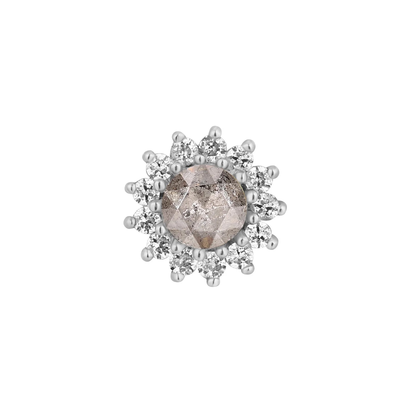 DELPHINE + GREY DIAMOND + WHITE SAPPHIRE - THREADLESS END *PRE-ORDER* Buddha Jewelry
