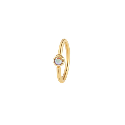 FIXED BEZEL BEAD + 2MM MERCURY MIST TOPAZ + SIDE SET FACING - SEAM RING *PRE-ORDER* Buddha Jewelry