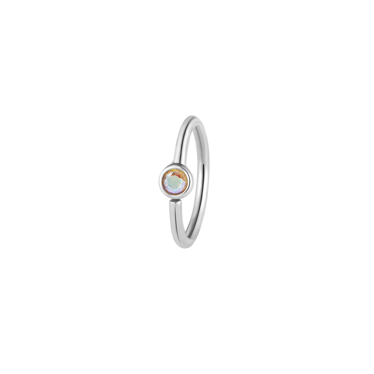 FIXED BEZEL BEAD + 2MM MERCURY MIST TOPAZ + SIDE SET FACING - SEAM RING *PRE-ORDER* Buddha Jewelry