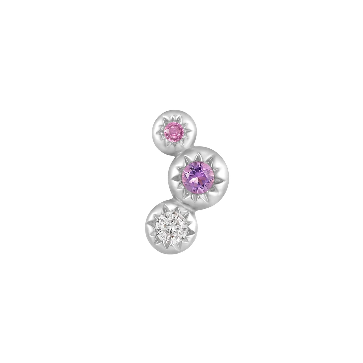 DIG IT AMETHYST + PINK SAPPHIRE + WHITE TOPAZ - THREADLESS END *PRE-ORDER* Buddha Jewelry