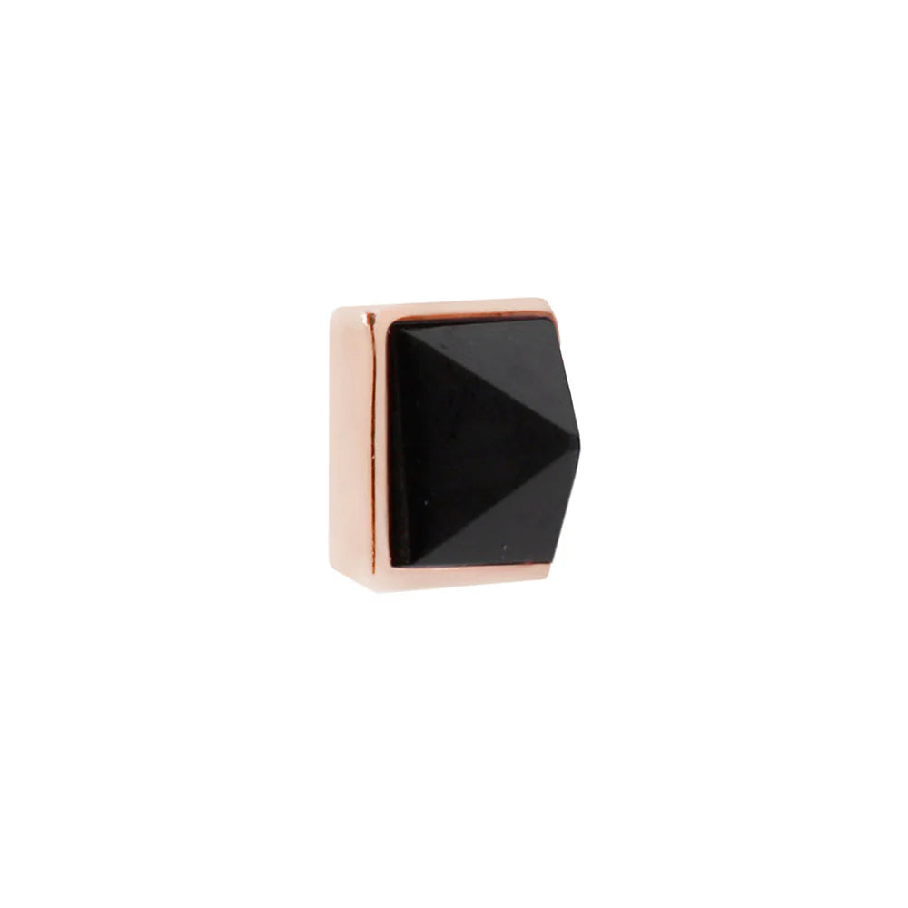 PYRAMID BEZEL REVERSE SET + BLACK AGATE - THREADLESS END *PRE-ORDER* Buddha Jewelry