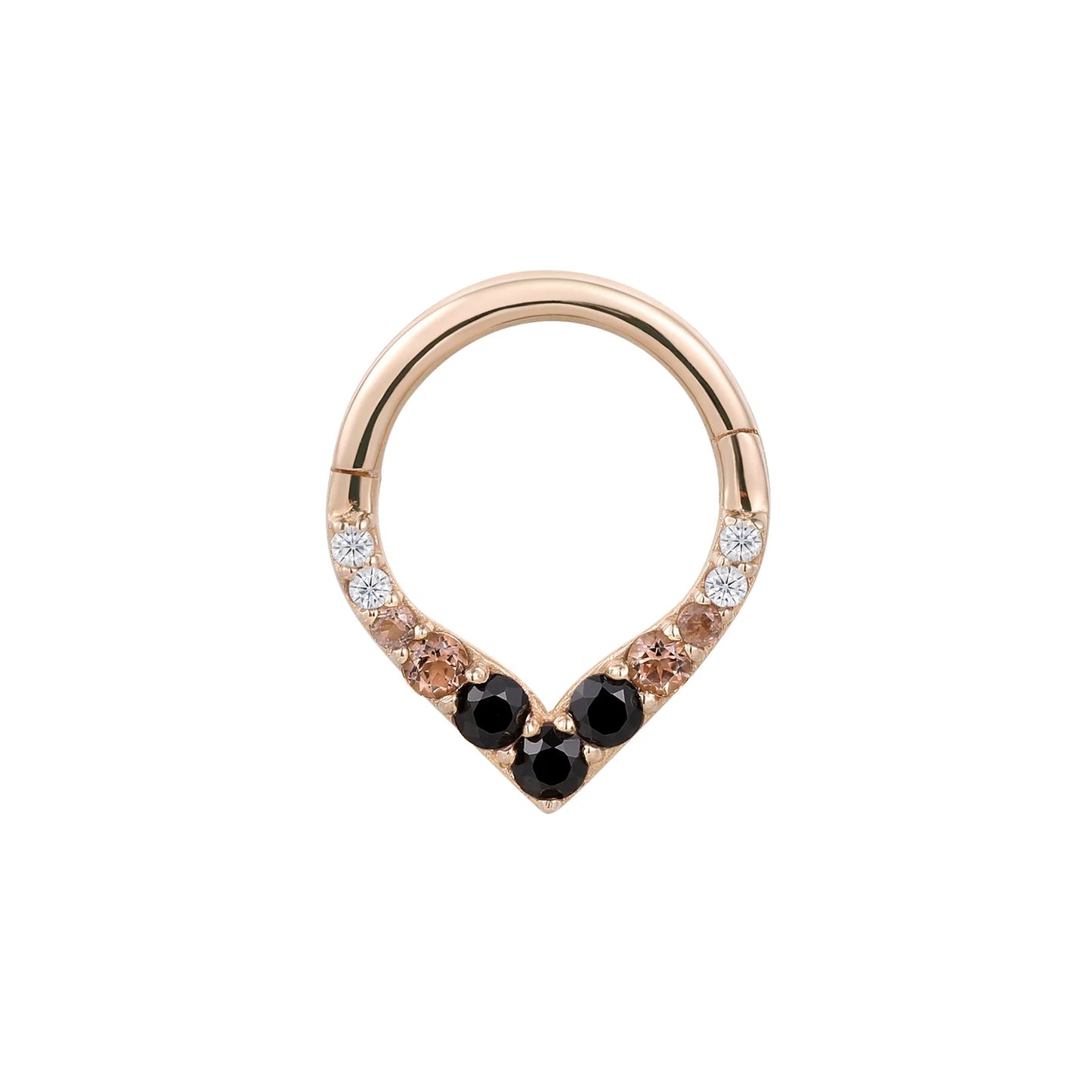 RISE + SHINE + SMOKY QUARTZ + BLACK SPINEL OMBRE - CLICKER RING *PRE-ORDER* Buddha Jewelry