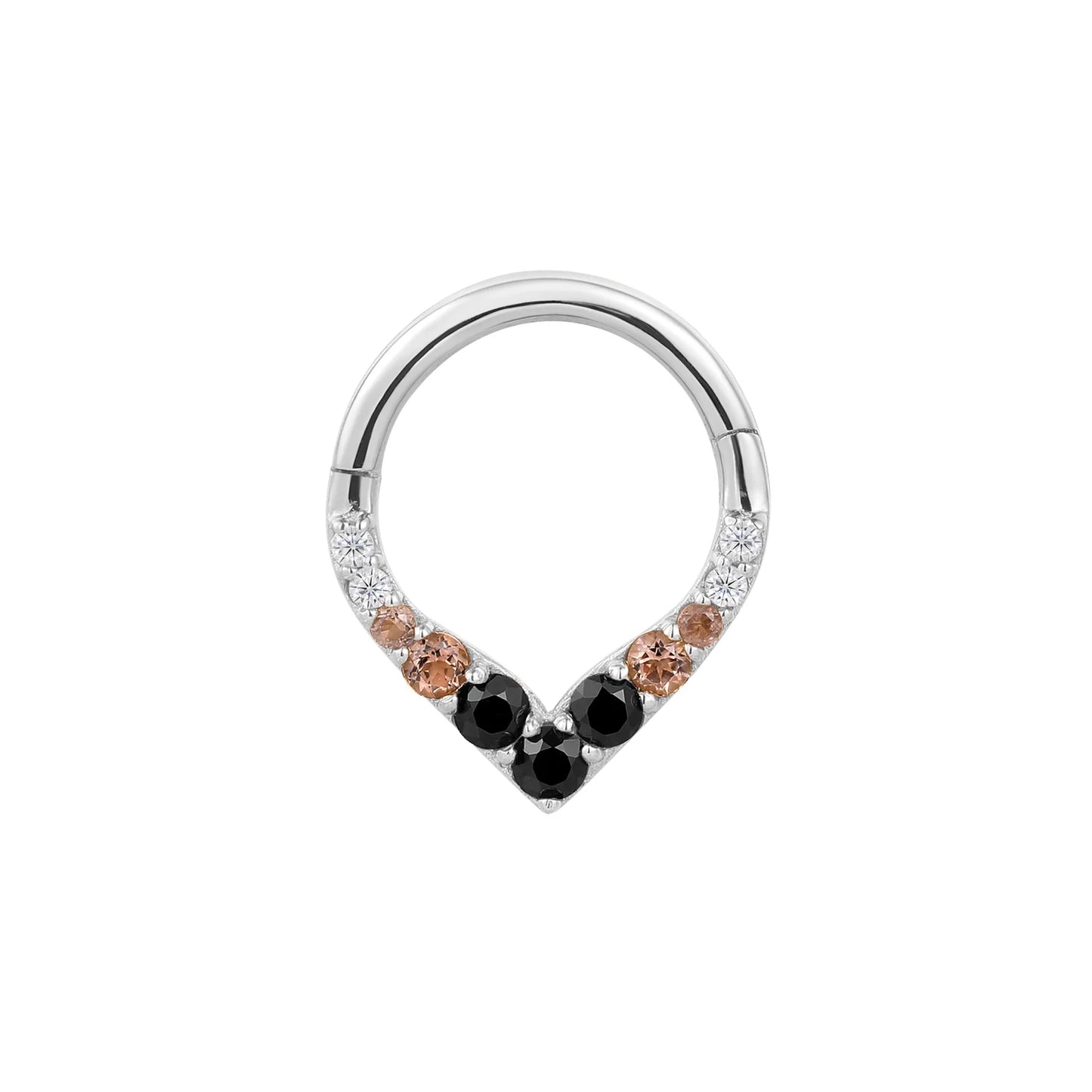 RISE + SHINE + SMOKY QUARTZ + BLACK SPINEL OMBRE - CLICKER RING *PRE-ORDER* Buddha Jewelry