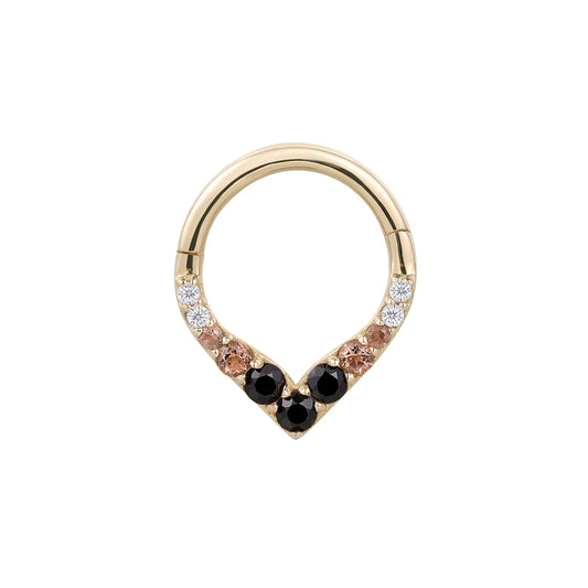 RISE + SHINE + SMOKY QUARTZ + BLACK SPINEL OMBRE - CLICKER RING *PRE-ORDER* Buddha Jewelry