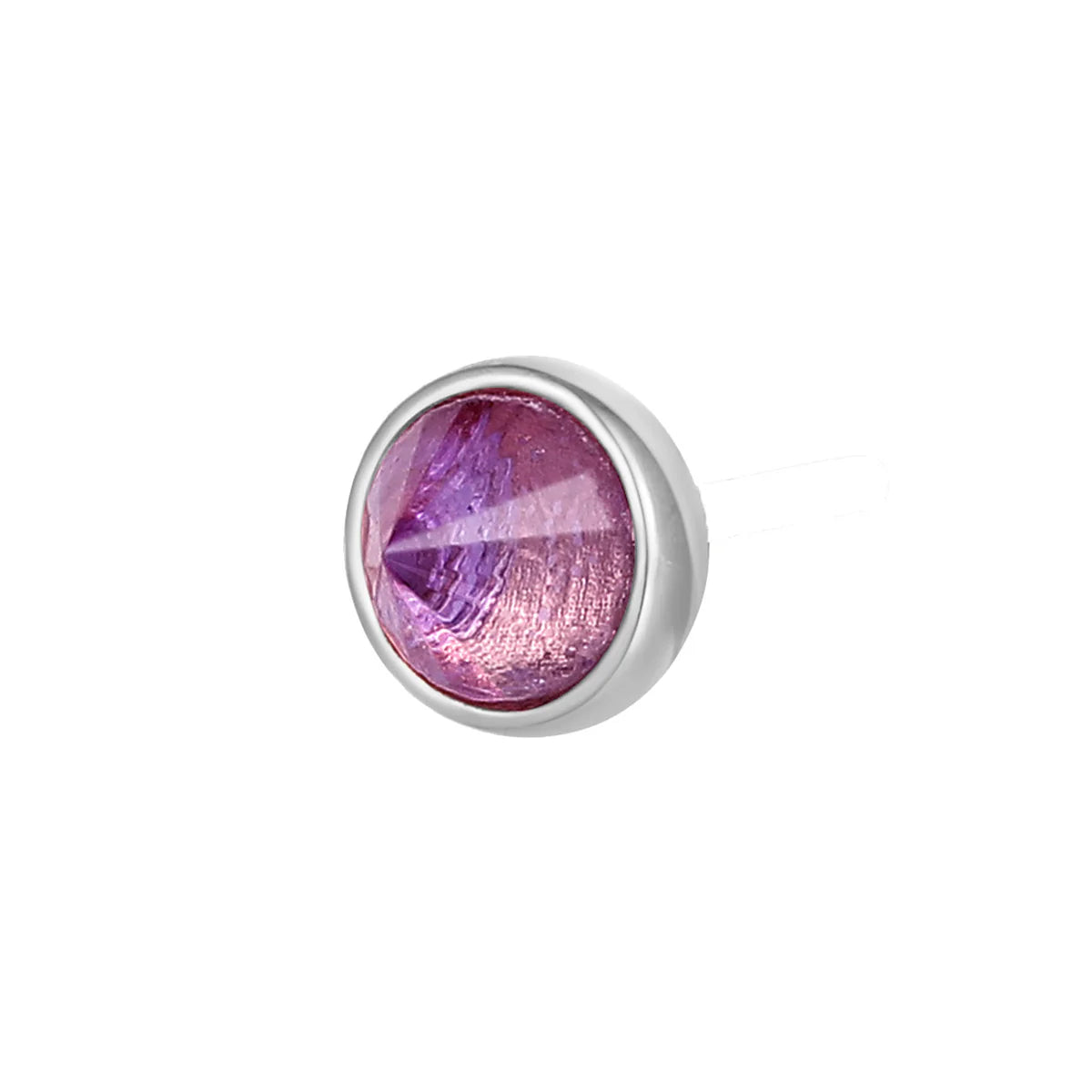 ROUND BEZEL REVERSE SET + AMETHYST - THREADLESS END *PRE-ORDER* Buddha Jewelry