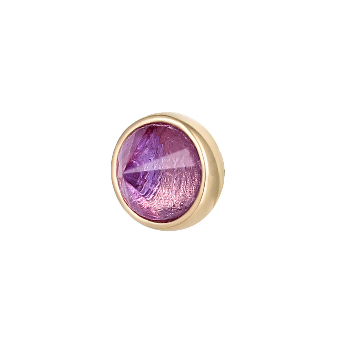 ROUND BEZEL REVERSE SET + AMETHYST - THREADLESS END *PRE-ORDER* Buddha Jewelry