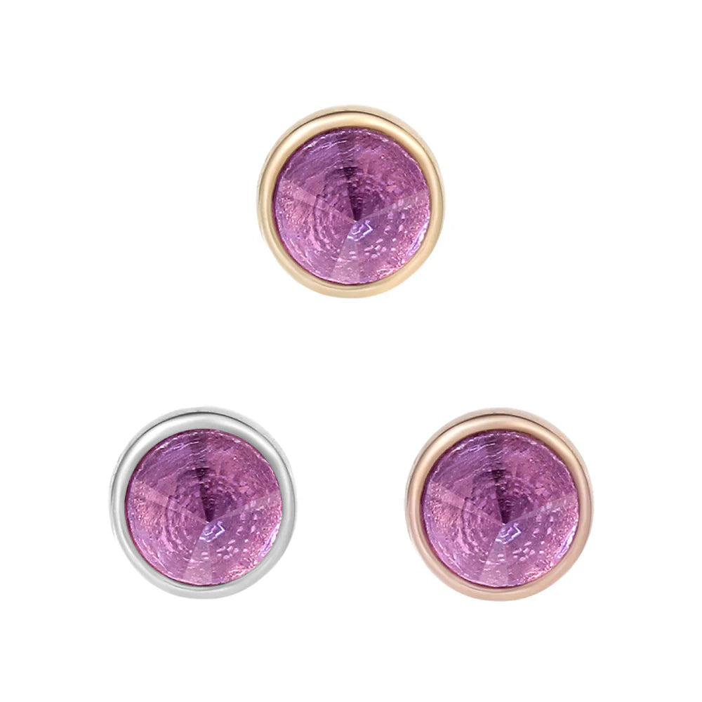 ROUND BEZEL REVERSE SET + AMETHYST - THREADLESS END *PRE-ORDER* Buddha Jewelry