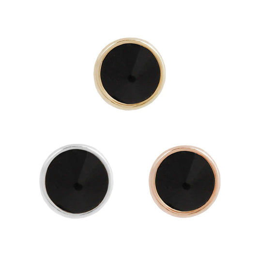 ROUND BEZEL REVERSE SET + BLACK SPINEL - THREADLESS END *PRE-ORDER* Buddha Jewelry