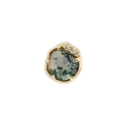 VISION + MOSS AGATE + WHITE TOPAZ - THREADLESS END *PRE-ORDER* Buddha Jewelry