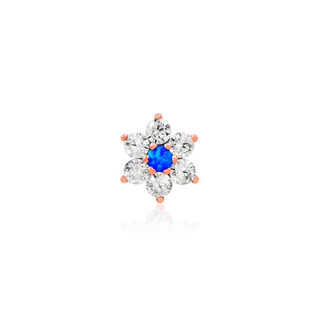 CZ STONE FLOWER AND BLUE OPAL - THREADLESS END *PRE-ORDER* Junipurr Jewelry