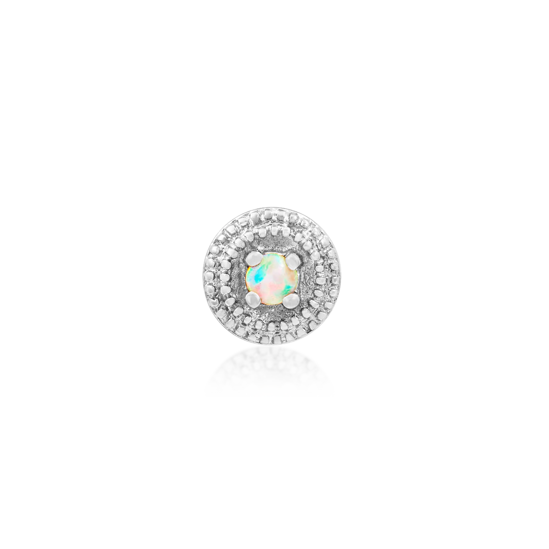 ROUND DOUBLE MILLGRAIN WITH OPAL - THREADLESS END *PRE-ORDER* Junipurr Jewelry