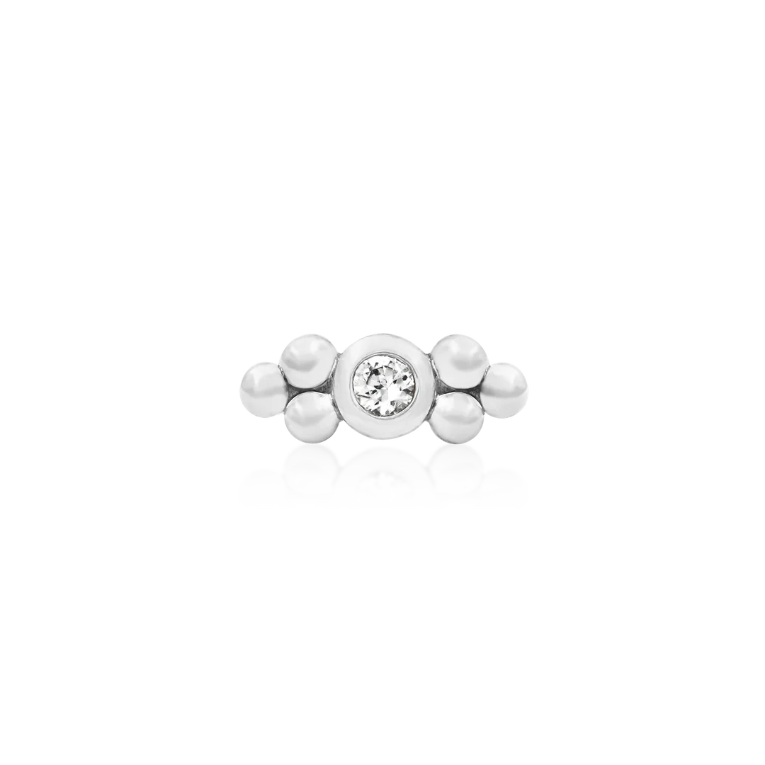 BEZEL SET DOUBLE TRI-BEAD CZ - THREADLESS END *PRE-ORDER* Junipurr Jewelry