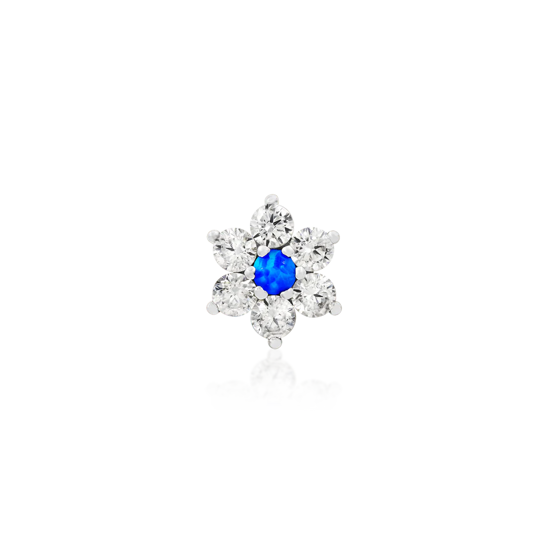CZ STONE FLOWER AND BLUE OPAL - THREADLESS END *PRE-ORDER* Junipurr Jewelry