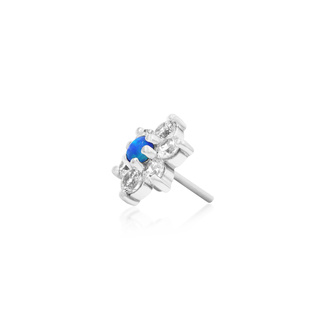 CZ STONE FLOWER AND BLUE OPAL - THREADLESS END *PRE-ORDER* Junipurr Jewelry