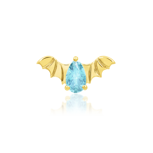 BAT WITH AQUAMARINE CZ - THREADLESS END *PRE-ORDER* Junipurr Jewelry