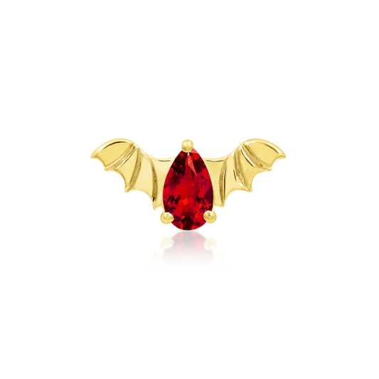 BAT WITH GARNET CZ - THREADLESS END *PRE-ORDER* Junipurr Jewelry