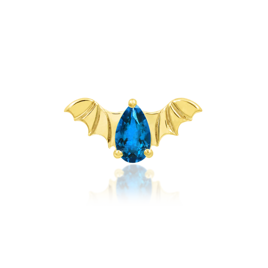 BAT WITH LIGHT SAPPHIRE BLUE CZ - THREADLESS END *PRE-ORDER* Junipurr Jewelry