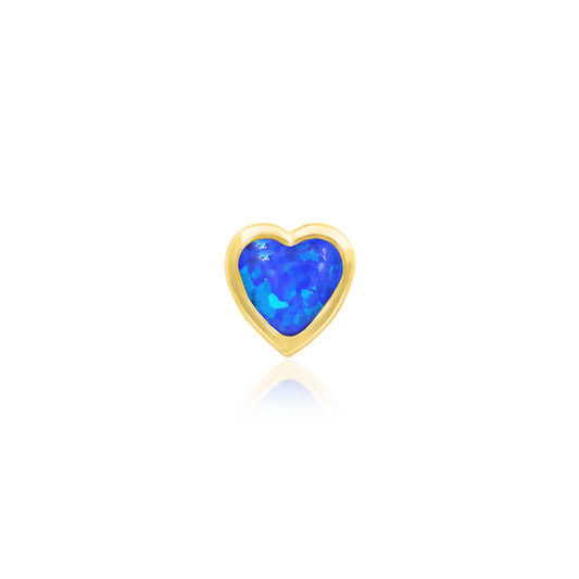 BLUE OPAL BEZEL HEART - THREADLESS END *PRE-ORDER* Junipurr Jewelry