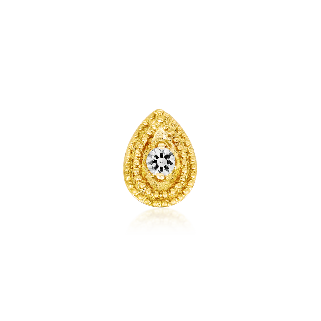 PEAR CZ DOUBLE MILLGRAIN - THREADLESS END *PRE-ORDER* Junipurr Jewelry