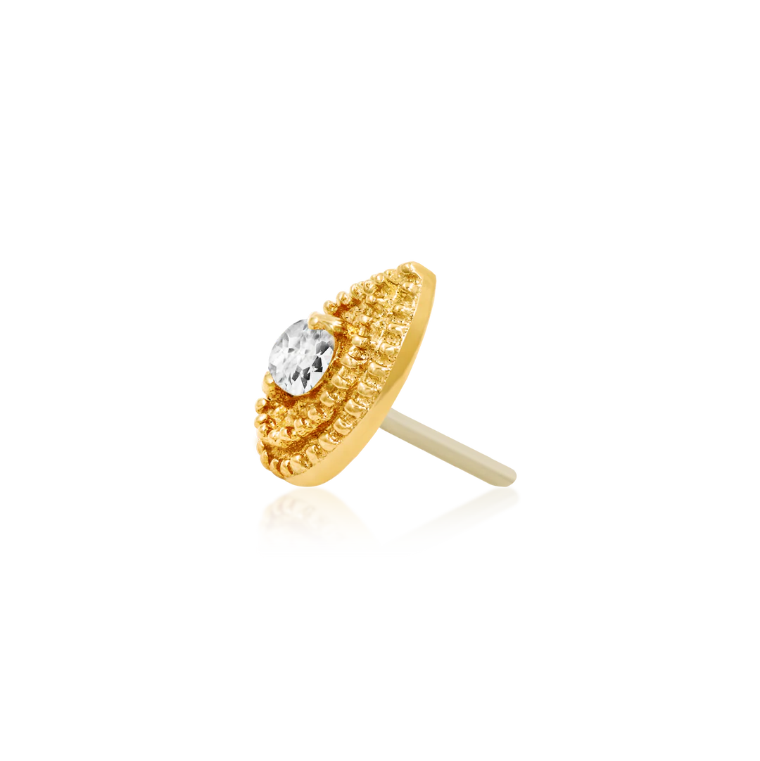 PEAR CZ DOUBLE MILLGRAIN - THREADLESS END *PRE-ORDER* Junipurr Jewelry
