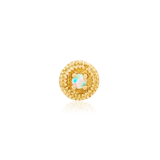 ROUND DOUBLE MILLGRAIN WITH OPAL - THREADLESS END *PRE-ORDER* Junipurr Jewelry