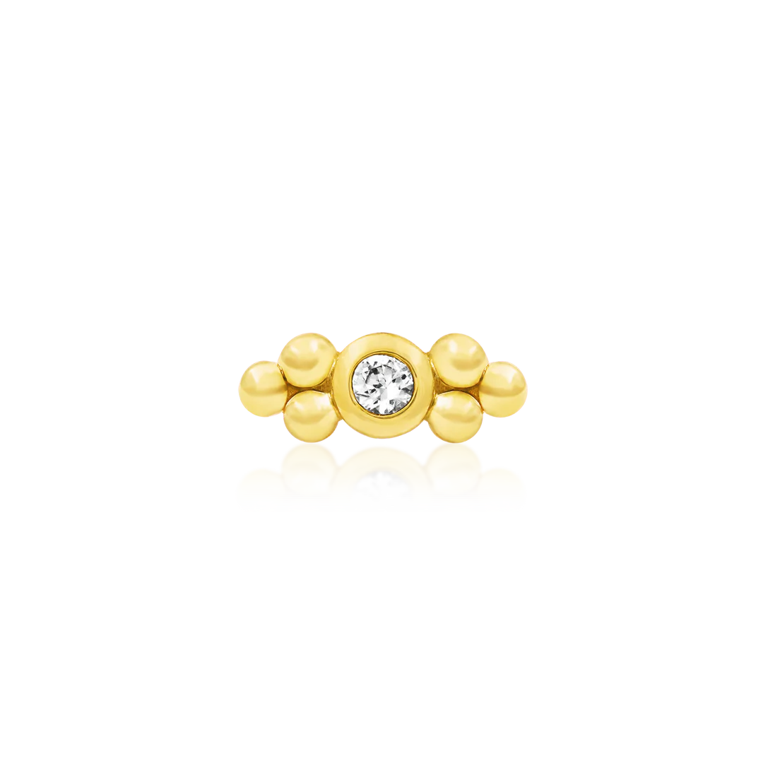 BEZEL SET DOUBLE TRI-BEAD CZ - THREADLESS END *PRE-ORDER* Junipurr Jewelry