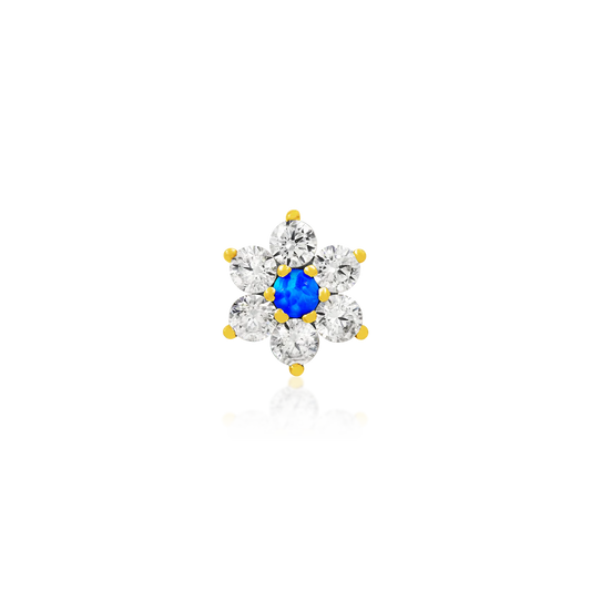 CZ STONE FLOWER AND BLUE OPAL - THREADLESS END *PRE-ORDER* Junipurr Jewelry