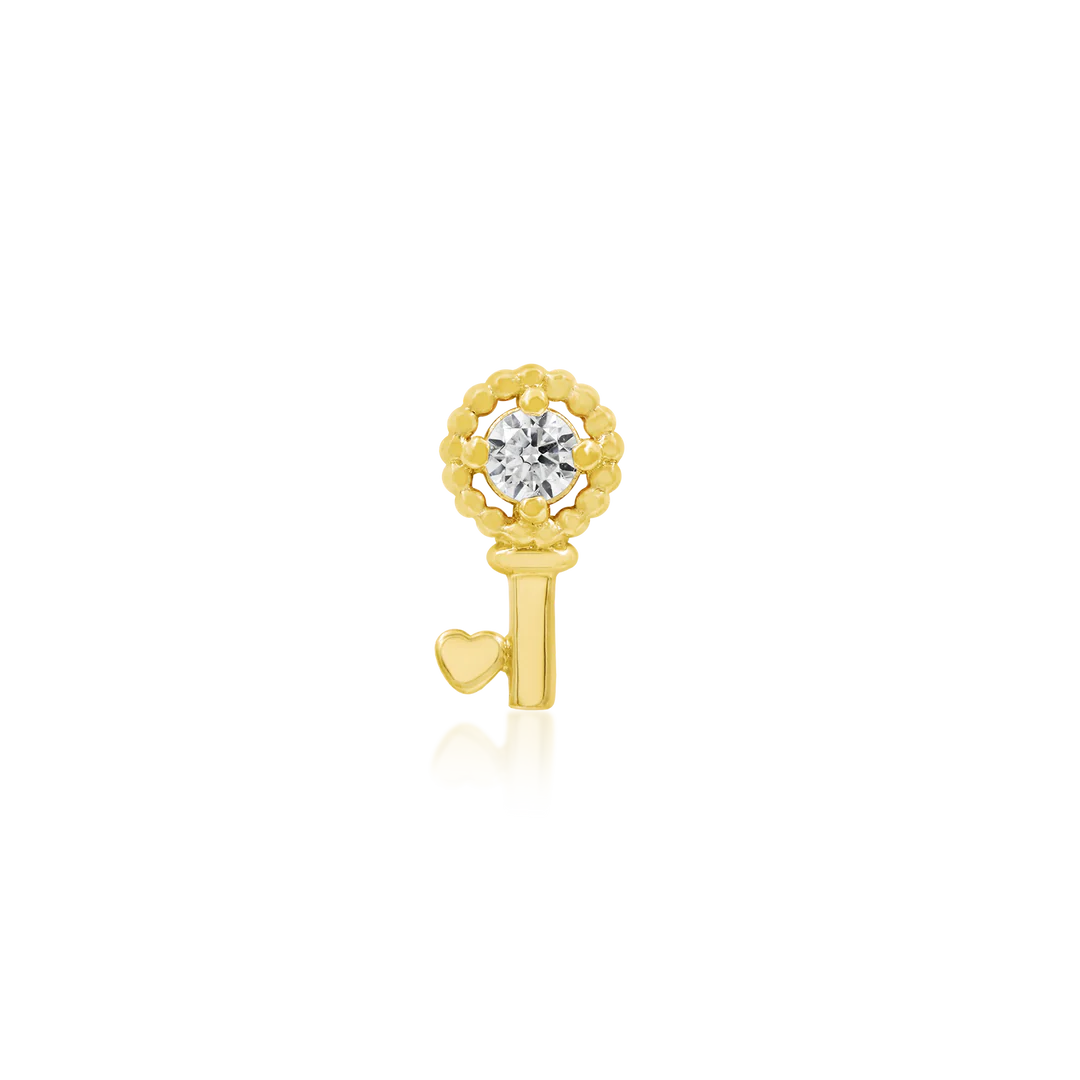 GOLD KEY WITH HEART - THREADLESS END *PRE-ORDER* Junipurr Jewelry