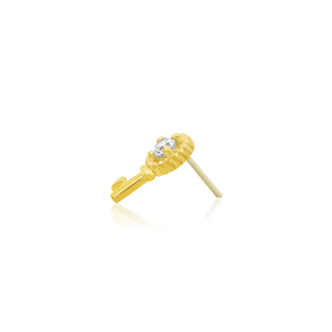 GOLD KEY WITH HEART - THREADLESS END *PRE-ORDER* Junipurr Jewelry