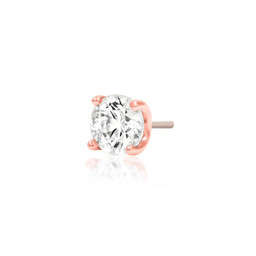 HIGHER PROFILE 4 PRONG SET CZ - THREADLESS END *PRE-ORDER* Junipurr Jewelry