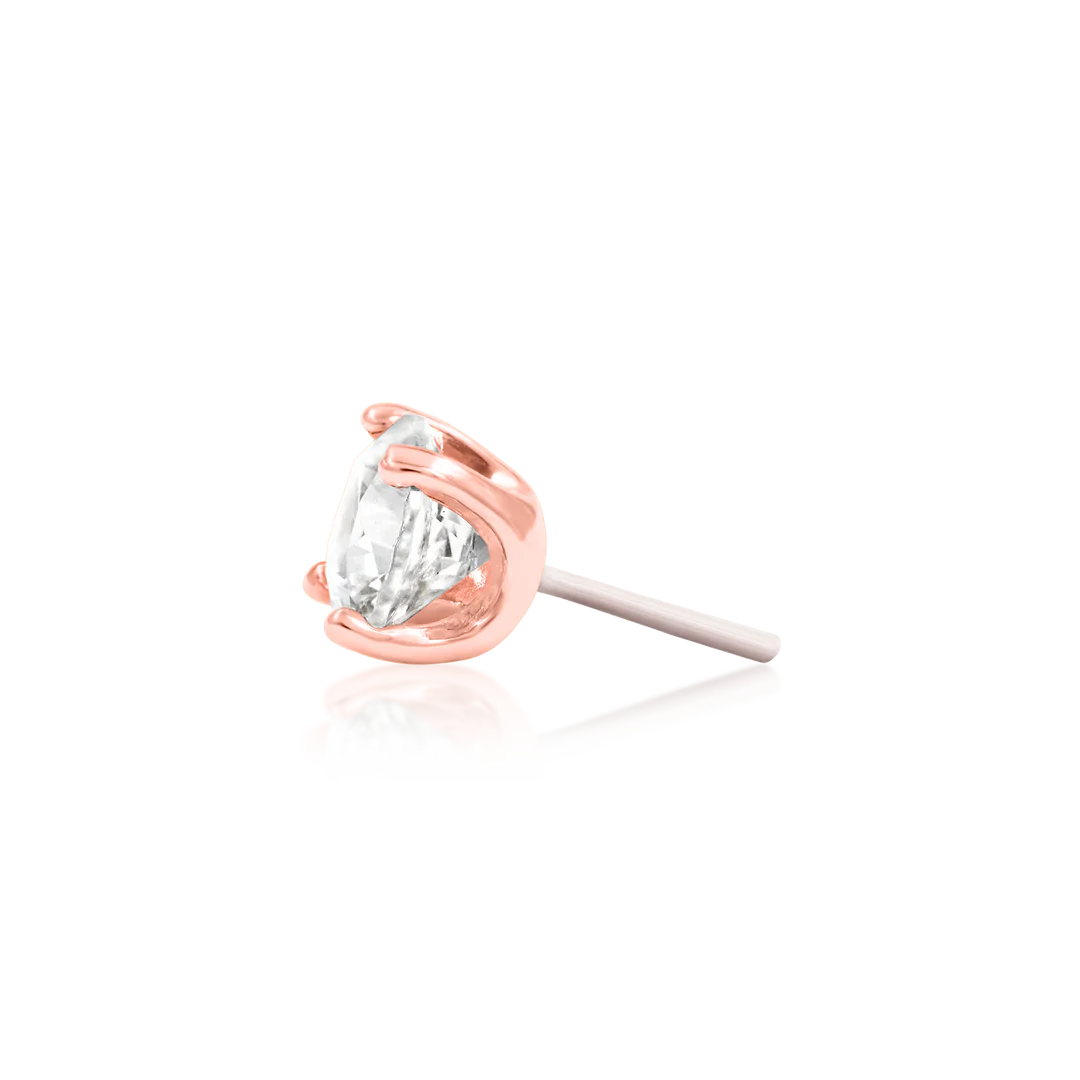 HIGHER PROFILE 4 PRONG SET CZ - THREADLESS END *PRE-ORDER* Junipurr Jewelry