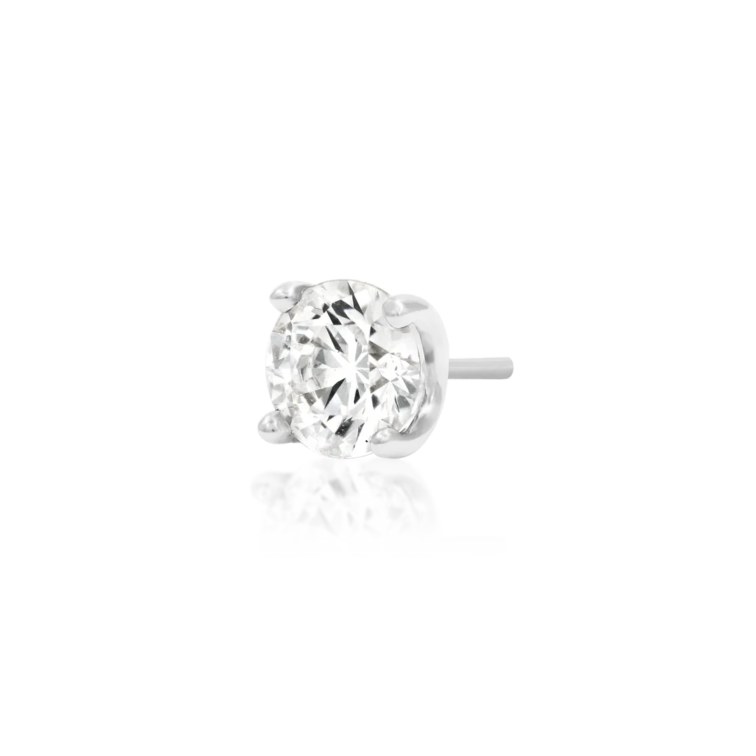 HIGHER PROFILE 4 PRONG SET CZ - THREADLESS END *PRE-ORDER* Junipurr Jewelry